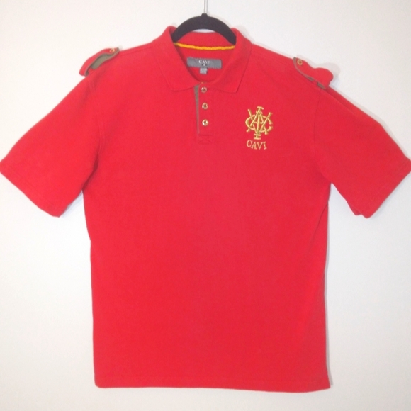 Cavi Boy's XL Red Polo Shirt With Epilettes Gold Embroidery and Buttons - Picture 2 of 13